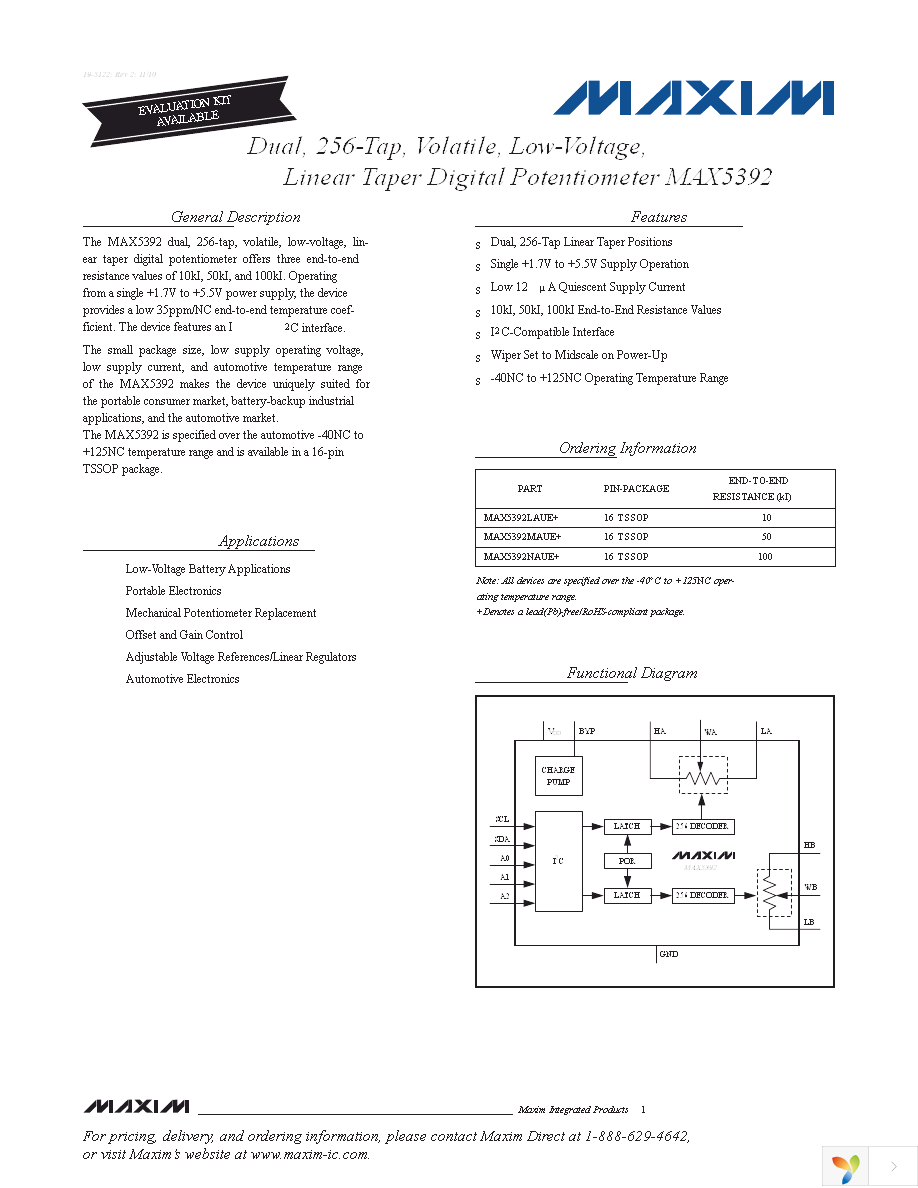 MAX5392NAUE+ Page 1