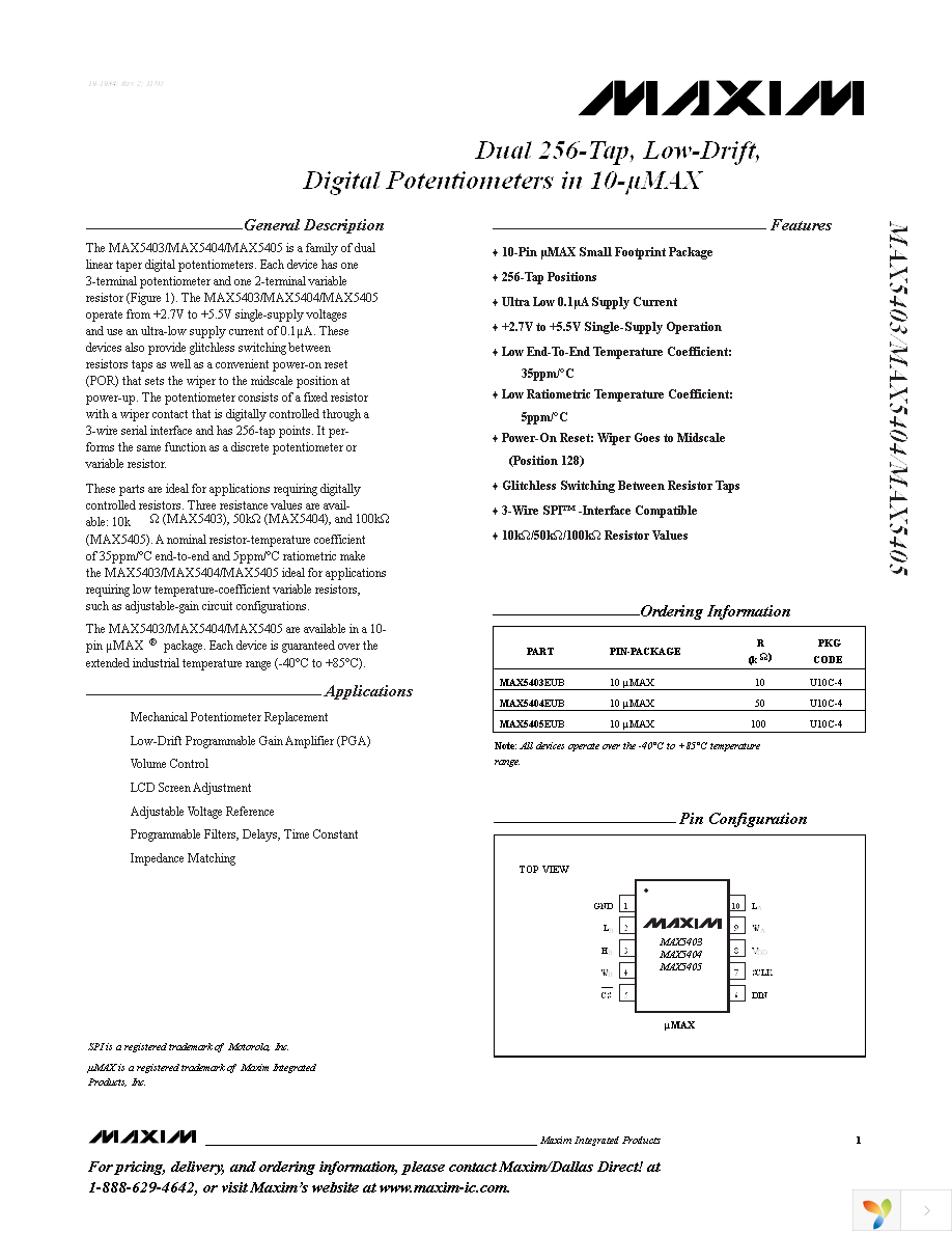 MAX5404EUB+ Page 1