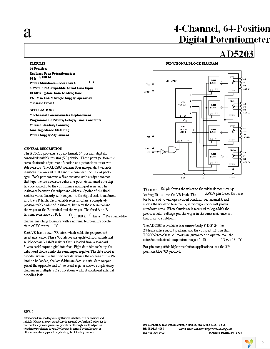 AD5203ARZ10 Page 1