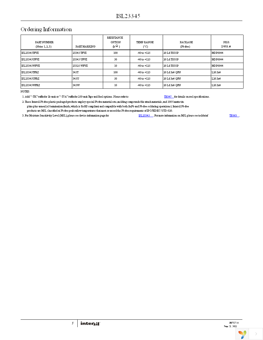 ISL23345TFRZ-T7A Page 3