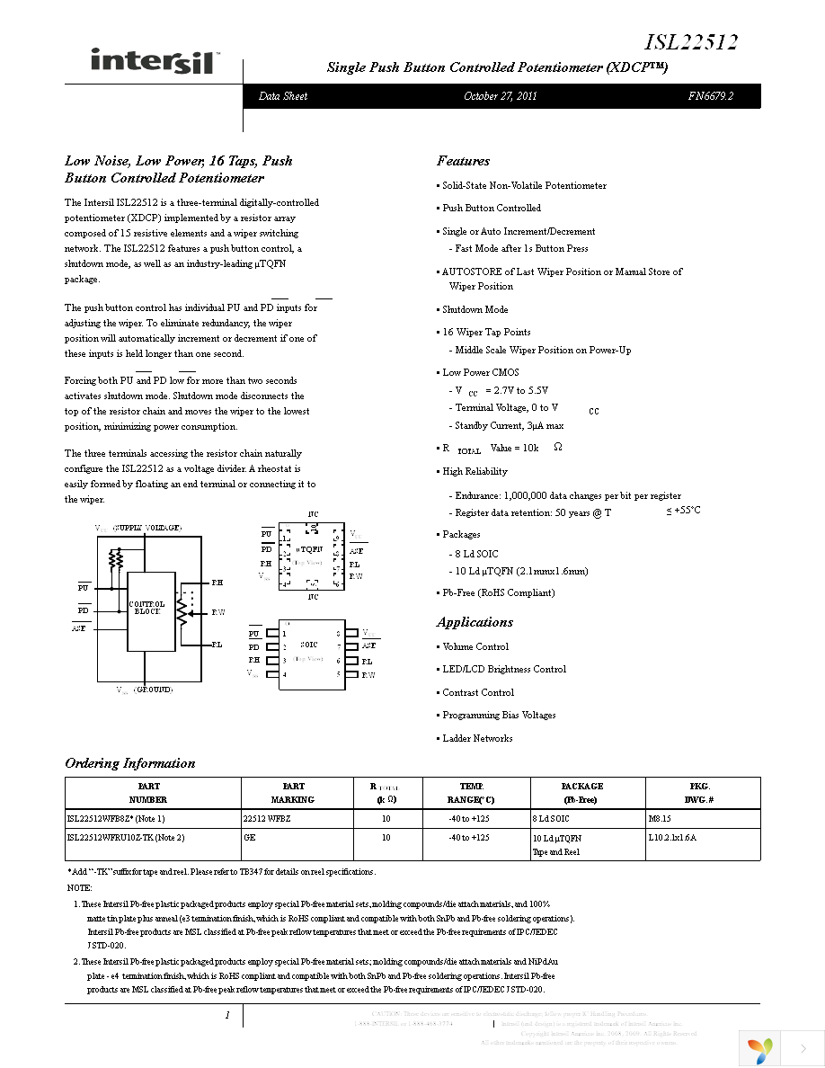 ISL22512WFB8Z-TK Page 1