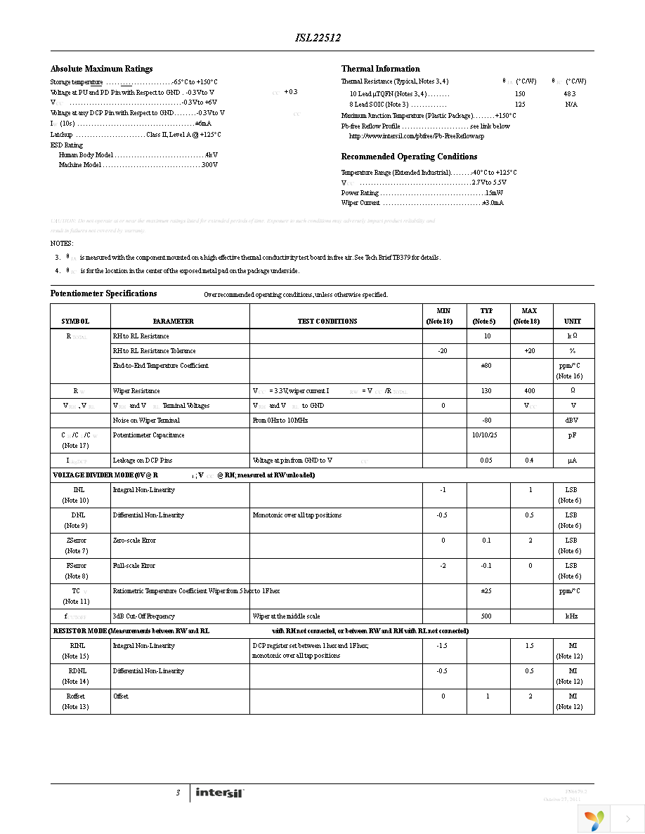 ISL22512WFB8Z-TK Page 3