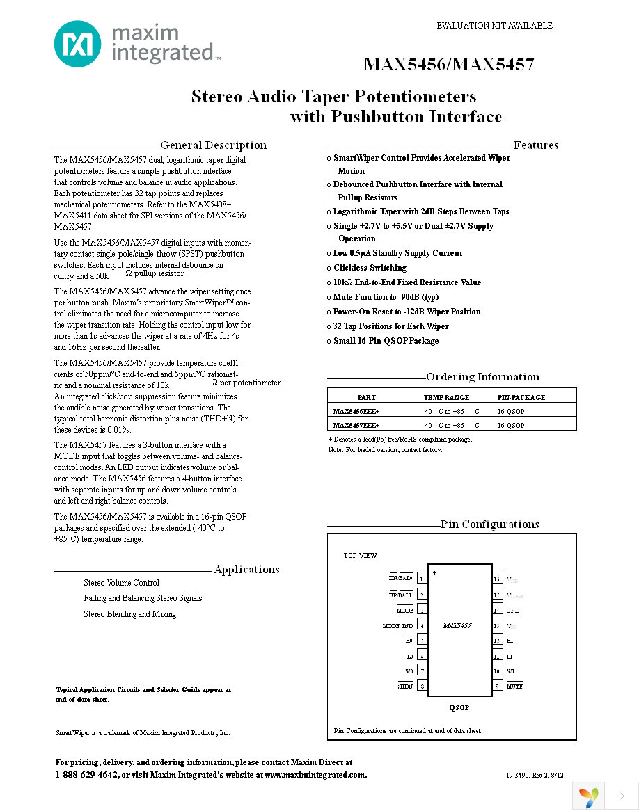 MAX5457EEE+ Page 1