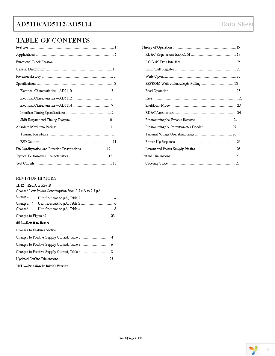 AD5110BCPZ80-500R7 Page 2