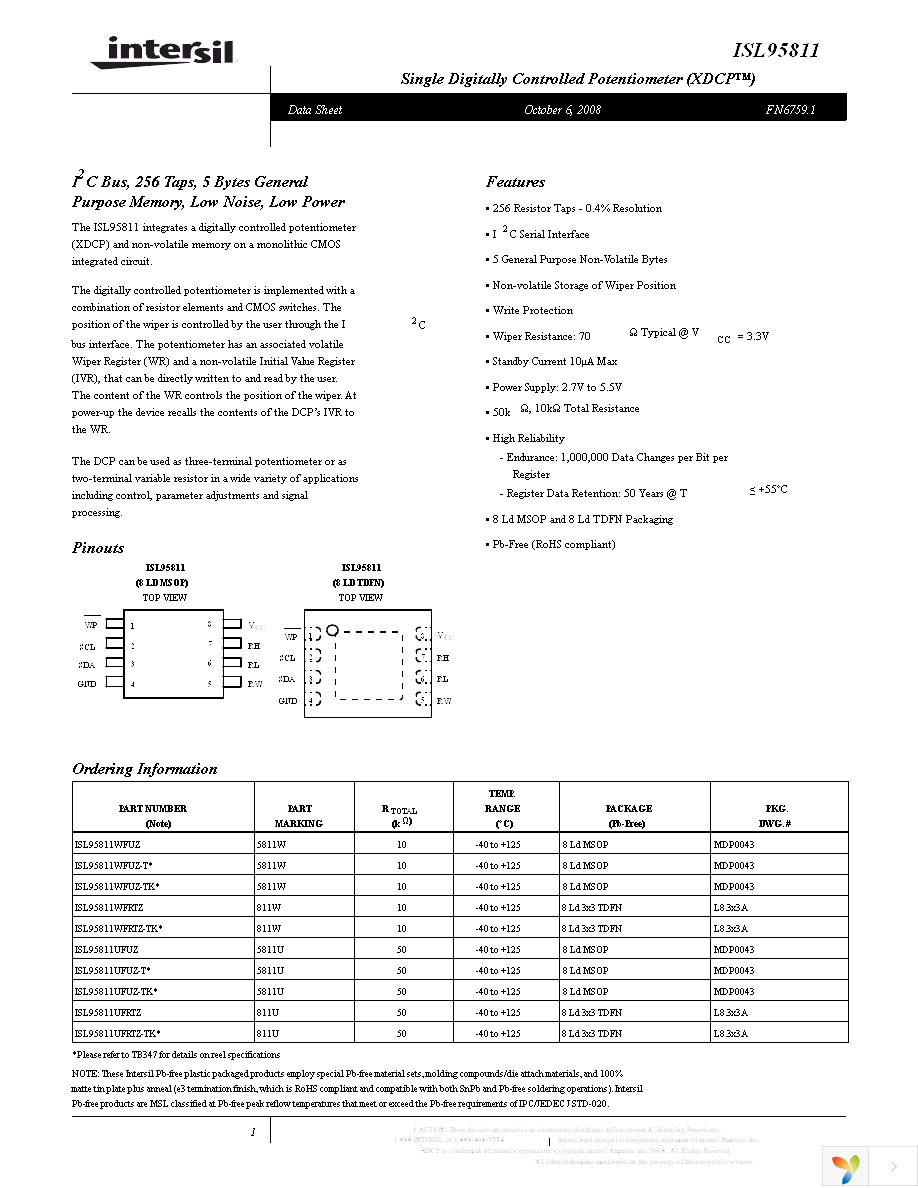 ISL95811UFUZ Page 1