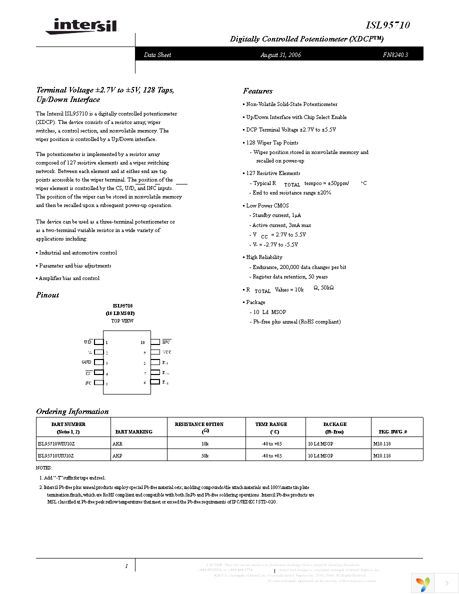 ISL95710UIU10Z-T Page 1