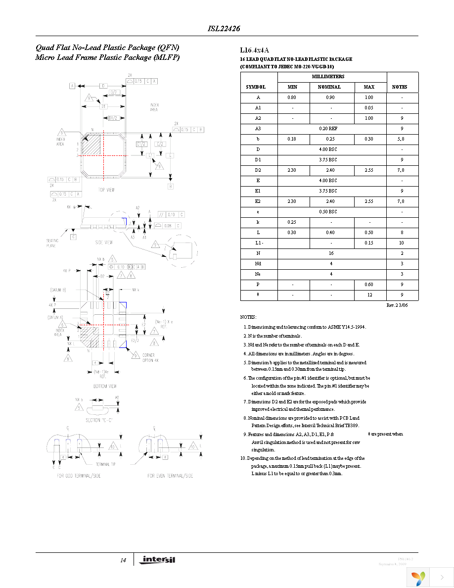 ISL22426WFV14Z-TK Page 14