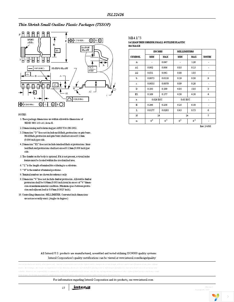 ISL22426WFV14Z-TK Page 15