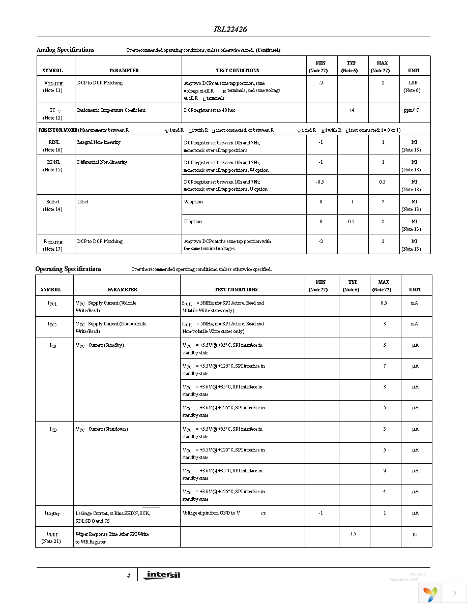 ISL22426WFV14Z-TK Page 4