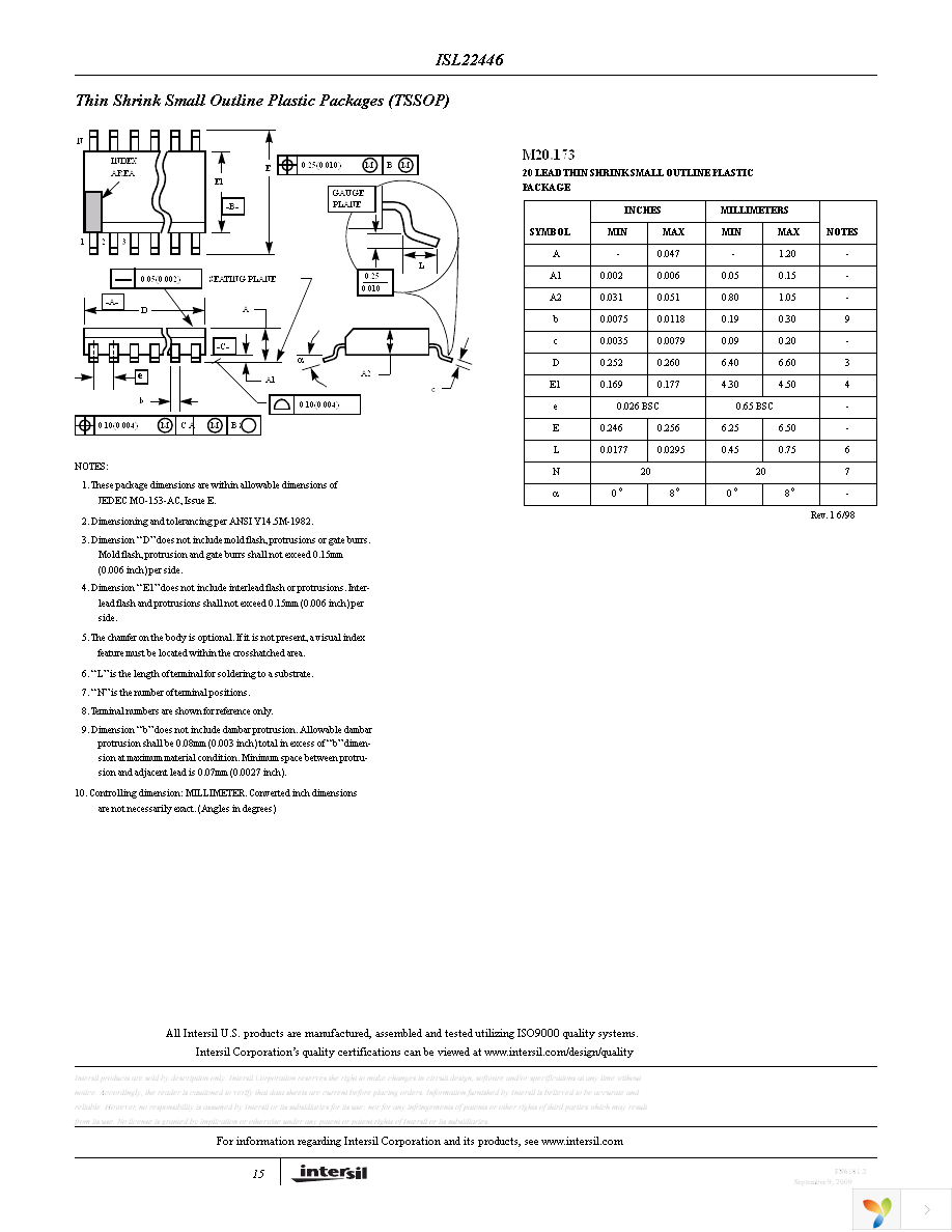 ISL22446WFRT20Z-TK Page 15