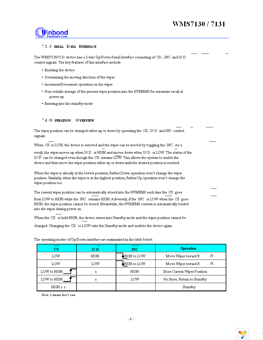 WMS7130050M Page 8