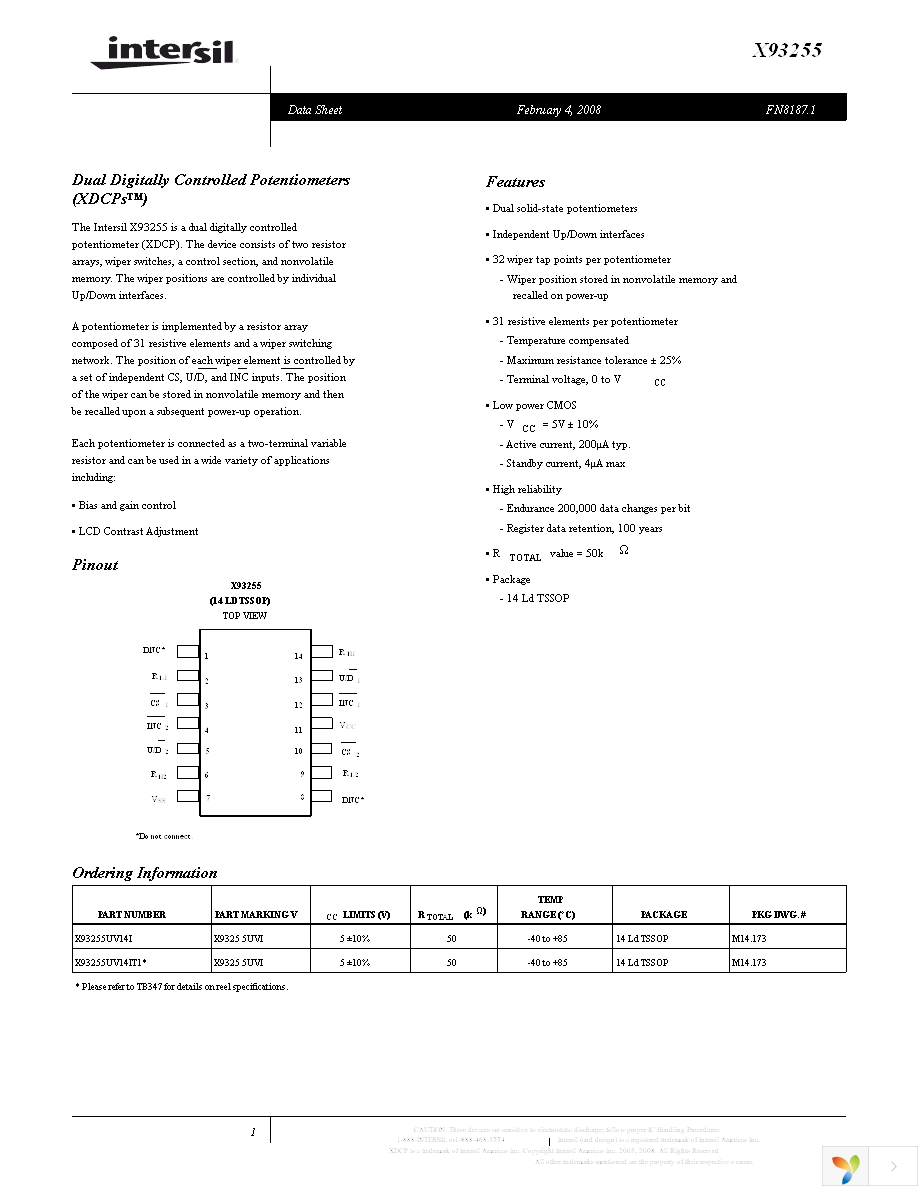 X93255UV14I Page 1