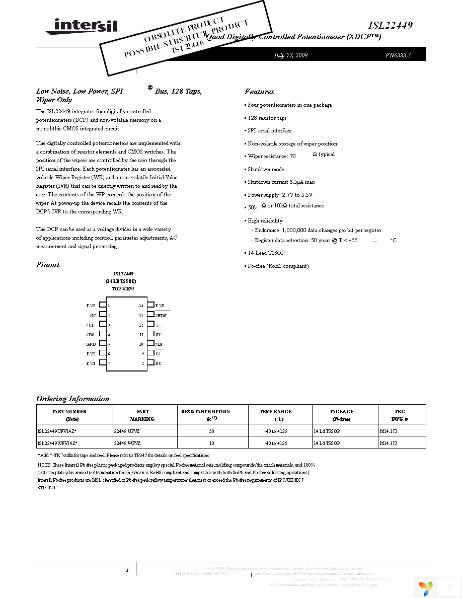 ISL22449WFV14Z Page 1