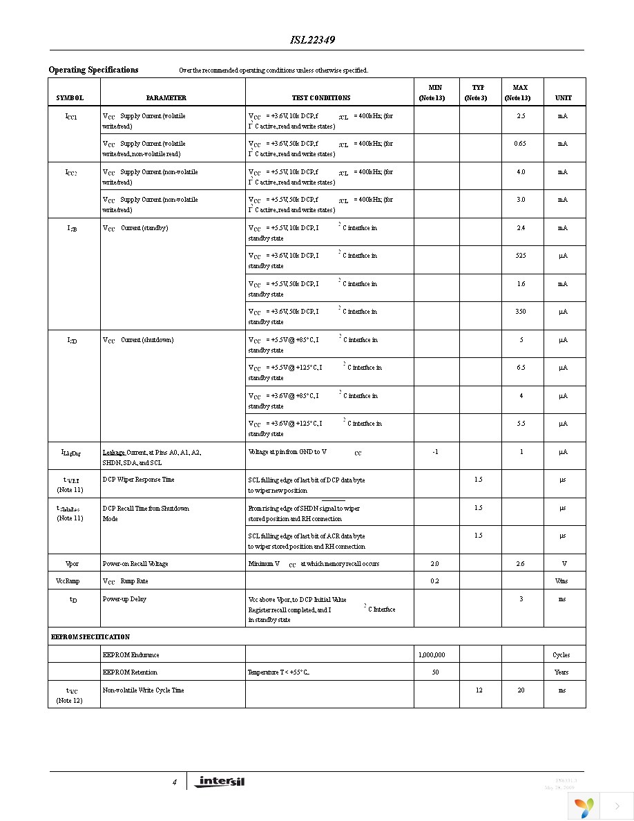 ISL22349UFV14Z Page 4