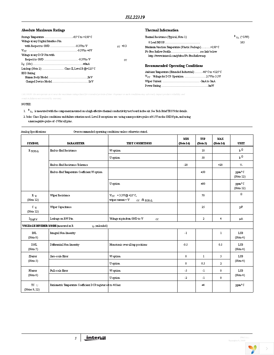 ISL22319UFU8Z Page 3