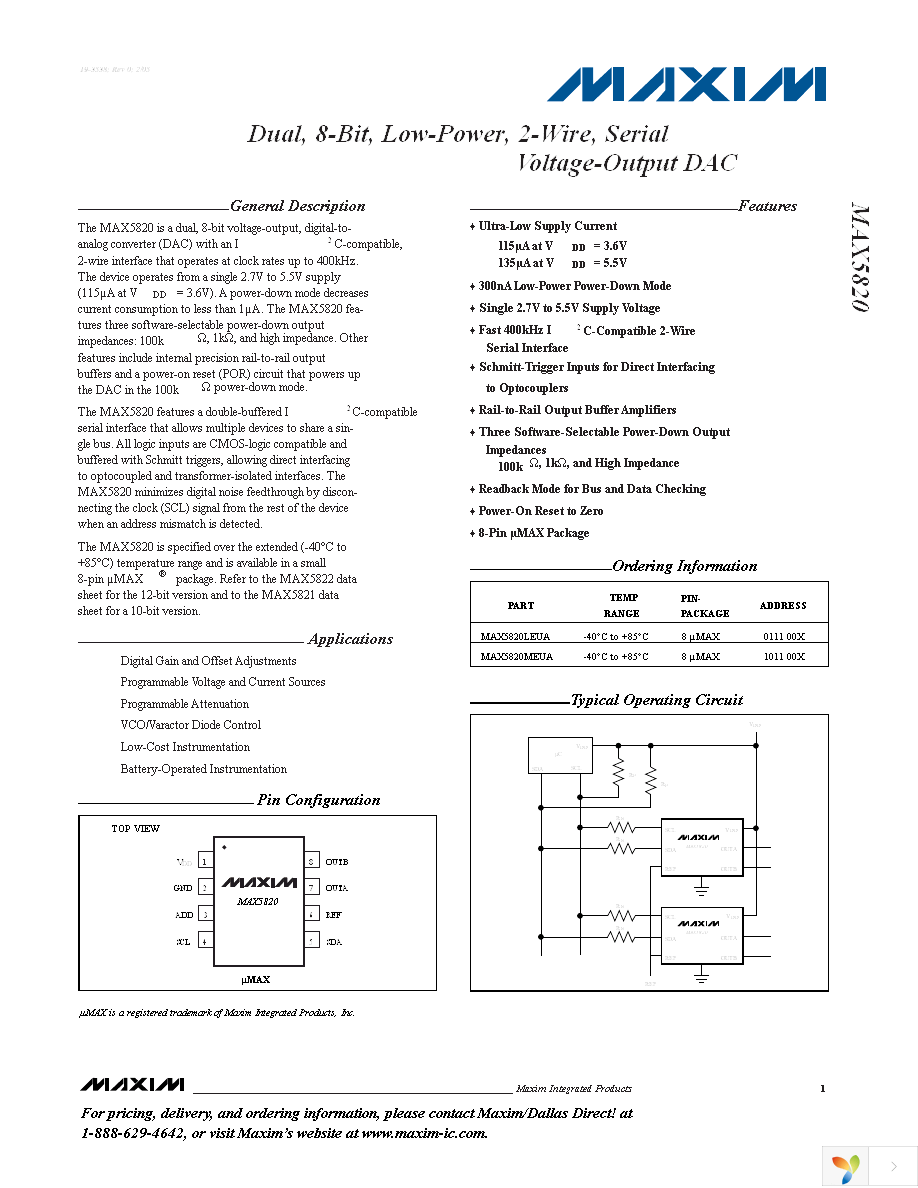 MAX5820MEUA+ Page 1