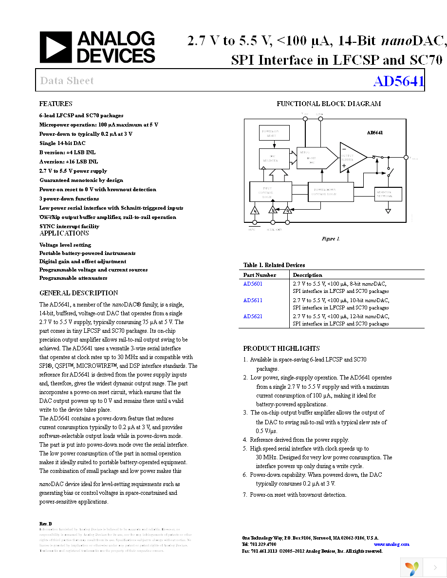 AD5641BKSZ-500RL7 Page 1