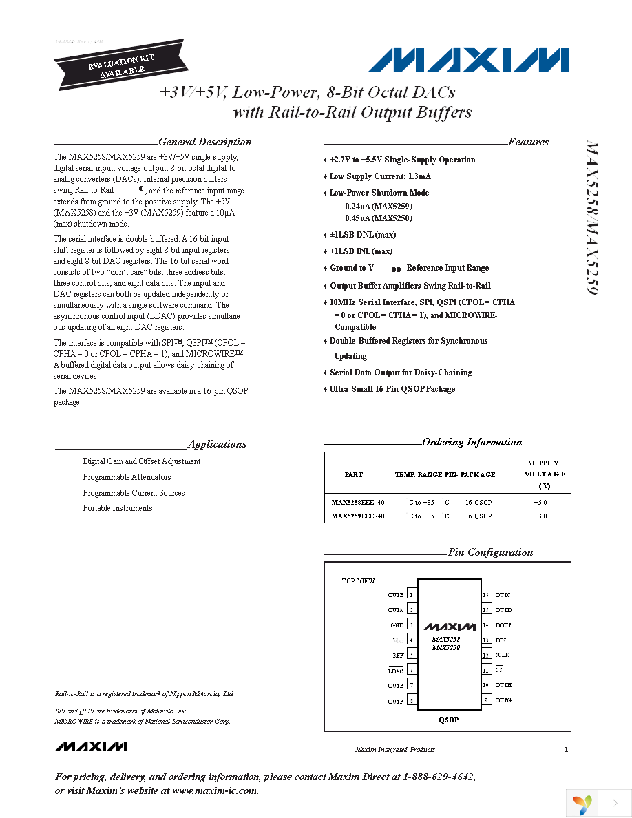 MAX5258EEE+ Page 1