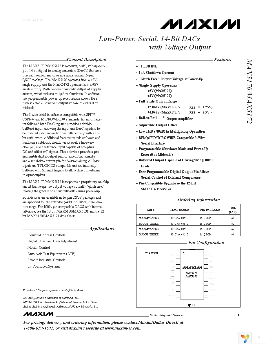 MAX5170AEEE+ Page 1