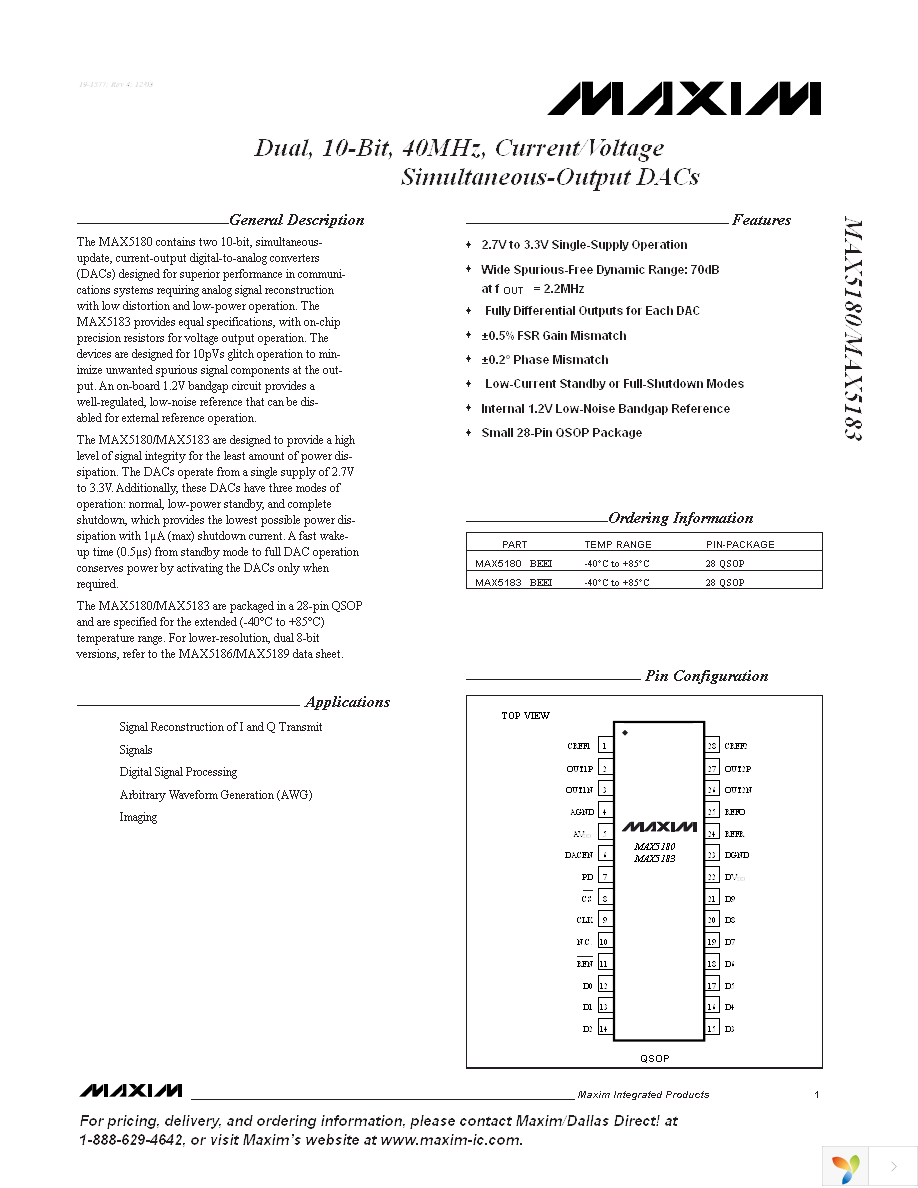 MAX5183BEEI+ Page 1