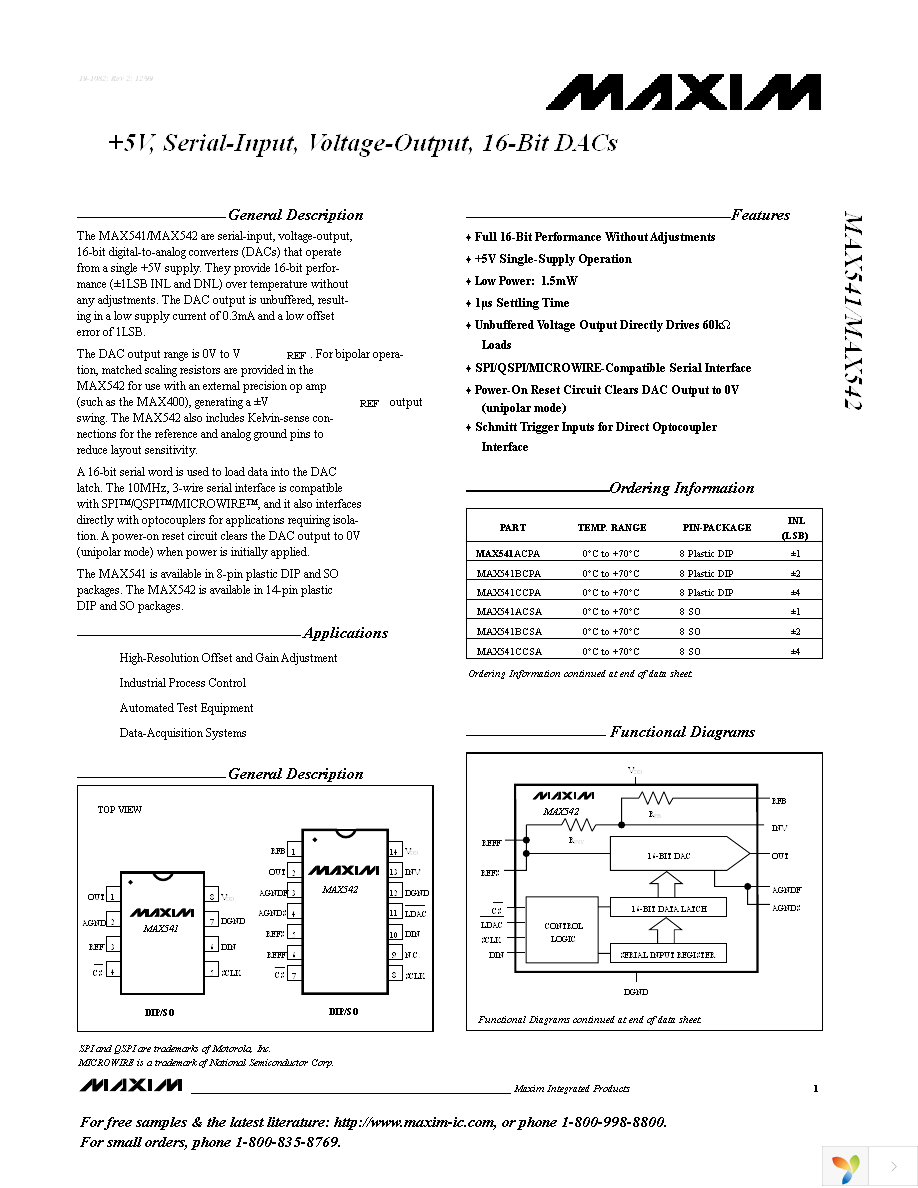 MAX541CCSA+ Page 1