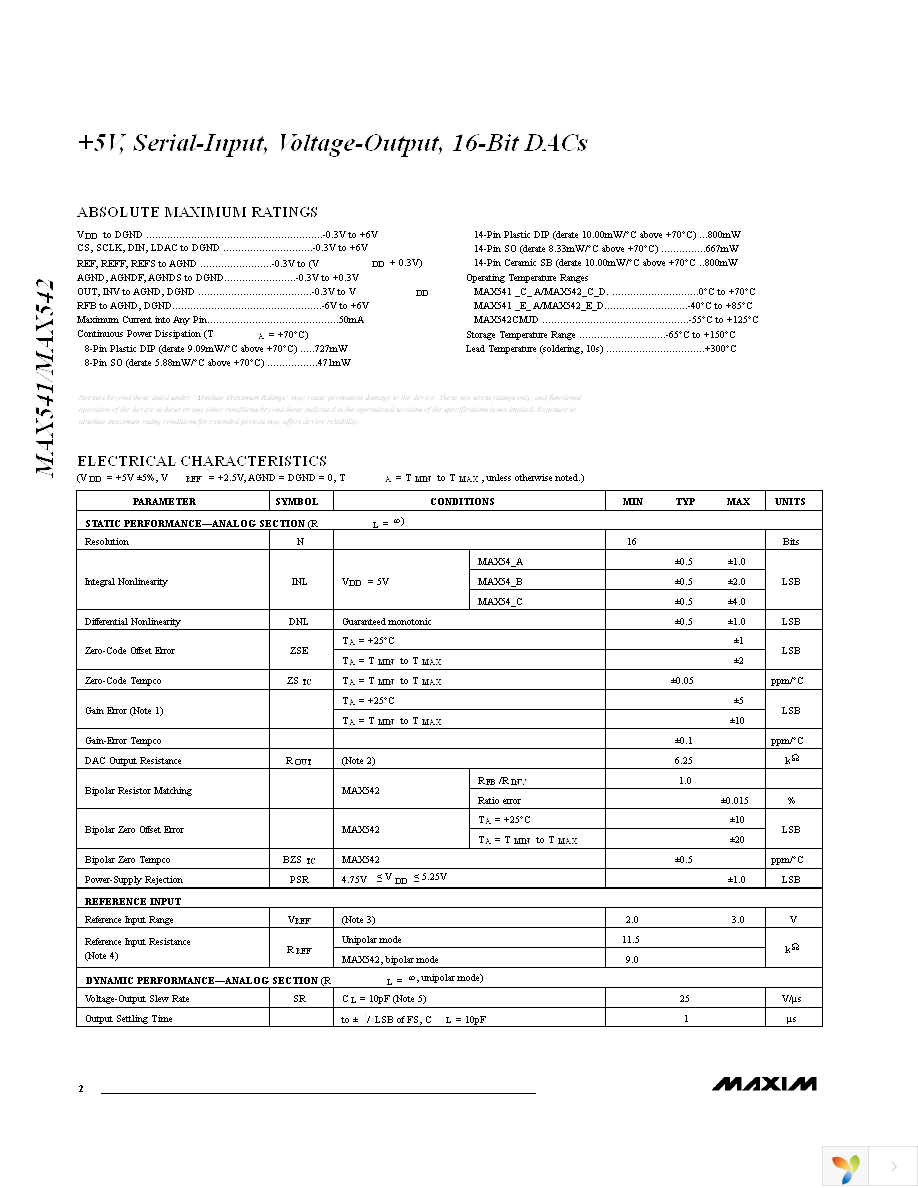 MAX541CCSA+ Page 2