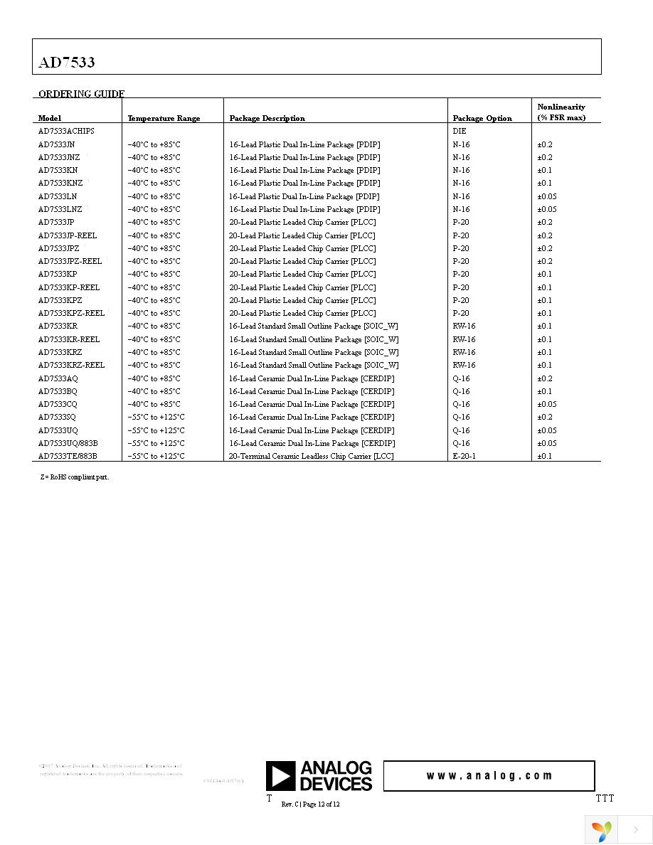 AD7533JNZ Page 12