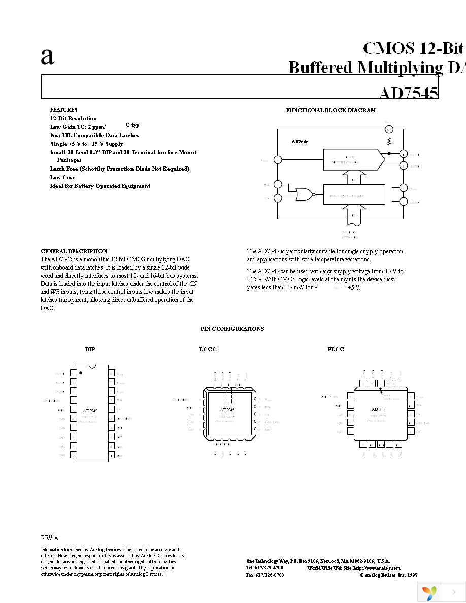 AD7545AKNZ Page 1