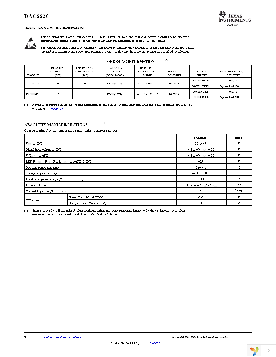 DAC8820ICDB Page 2