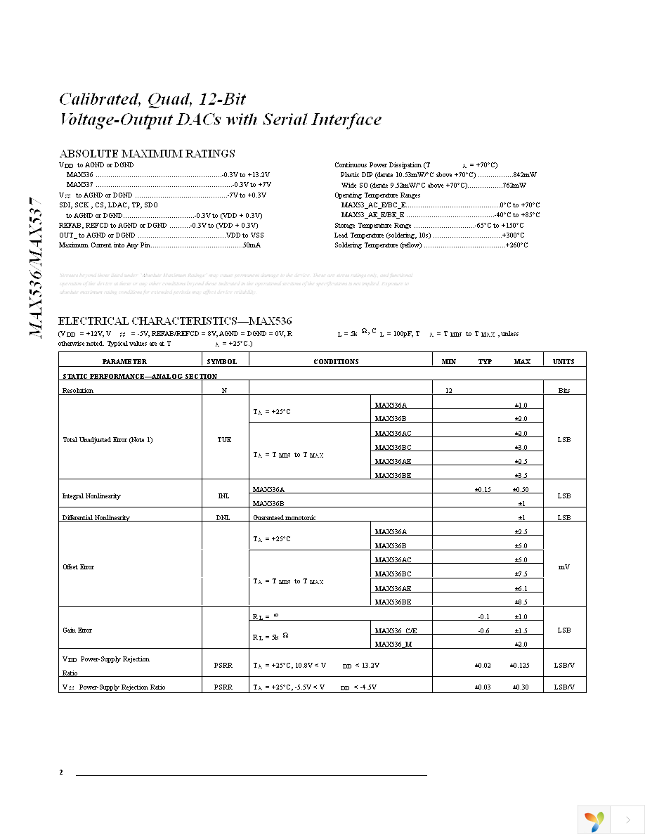 MAX536BCPE+ Page 2