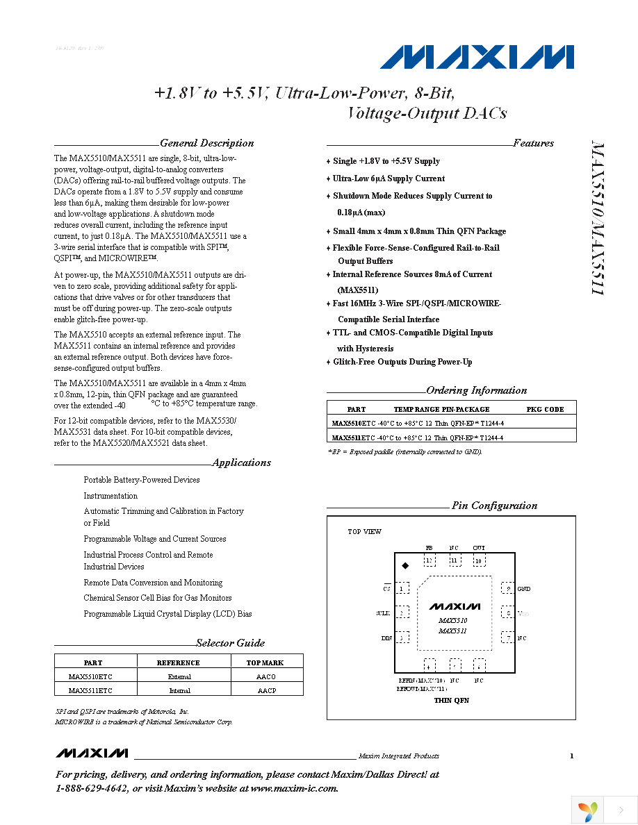 MAX5510ETC+ Page 1