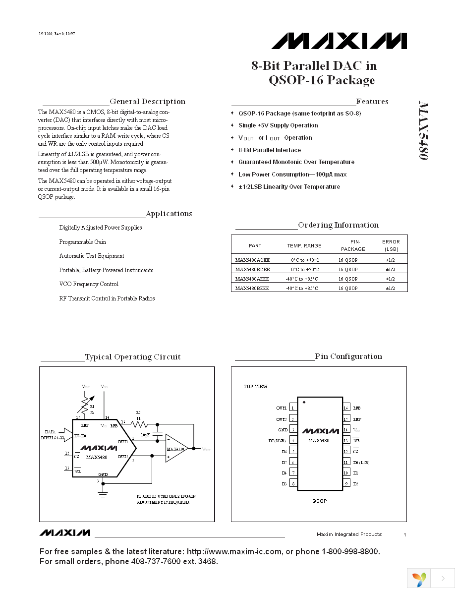 MAX5480BEEE+ Page 1