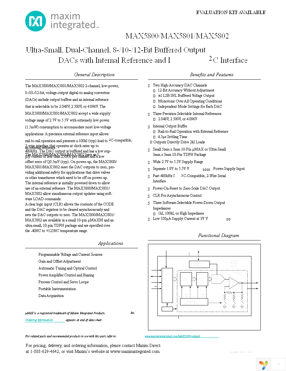 MAX5802AAUB+ Page 1