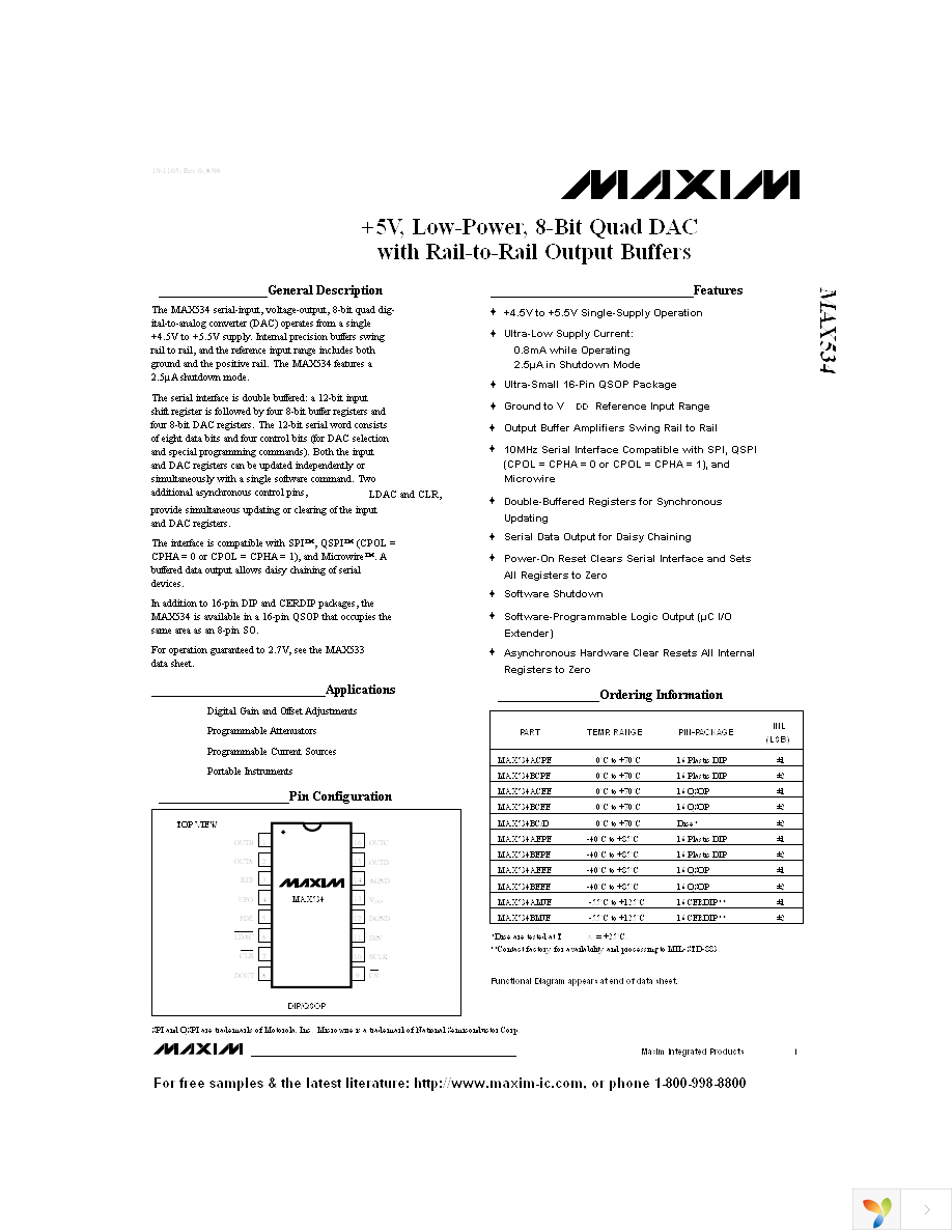 MAX534BCEE+ Page 1