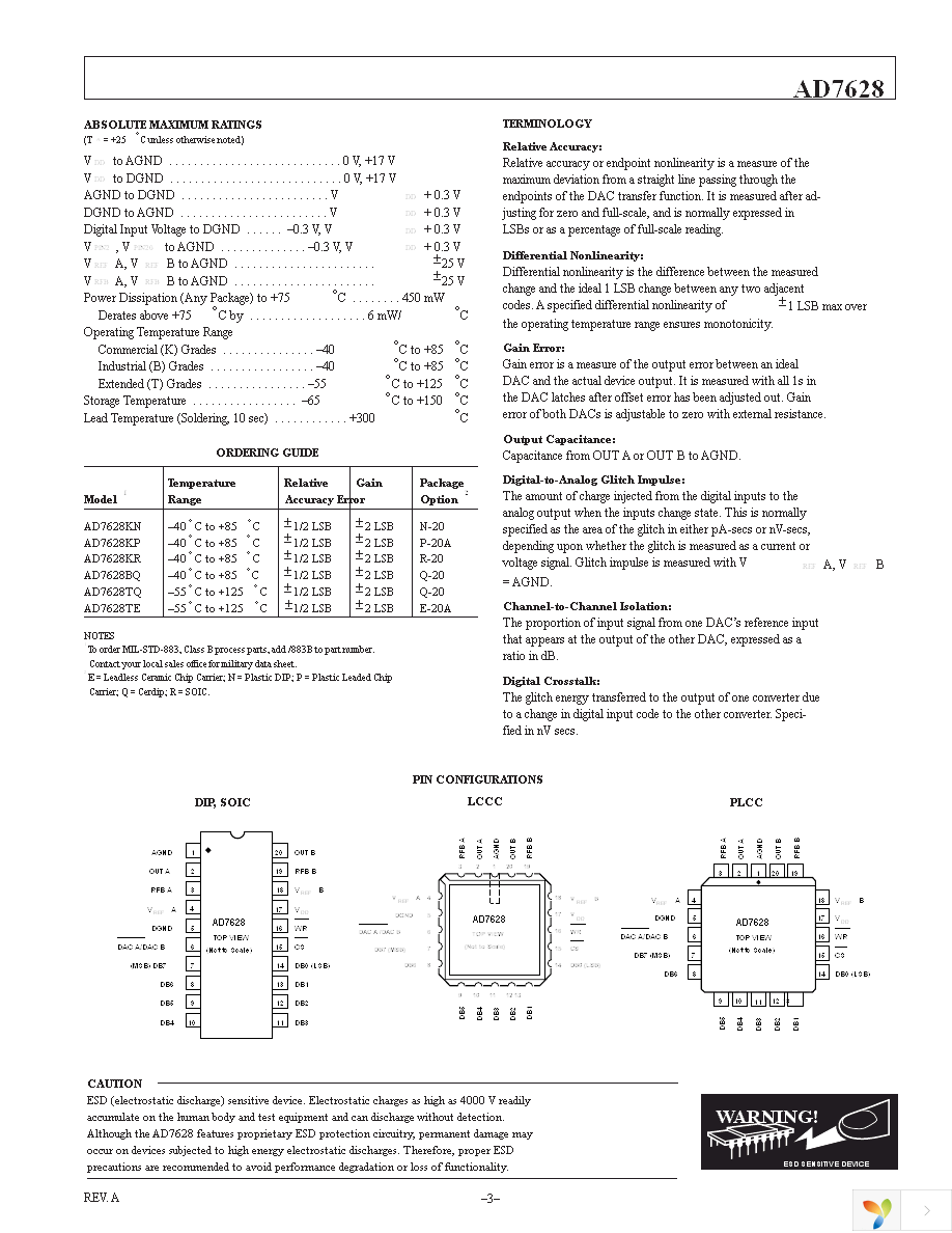 AD7628KNZ Page 3