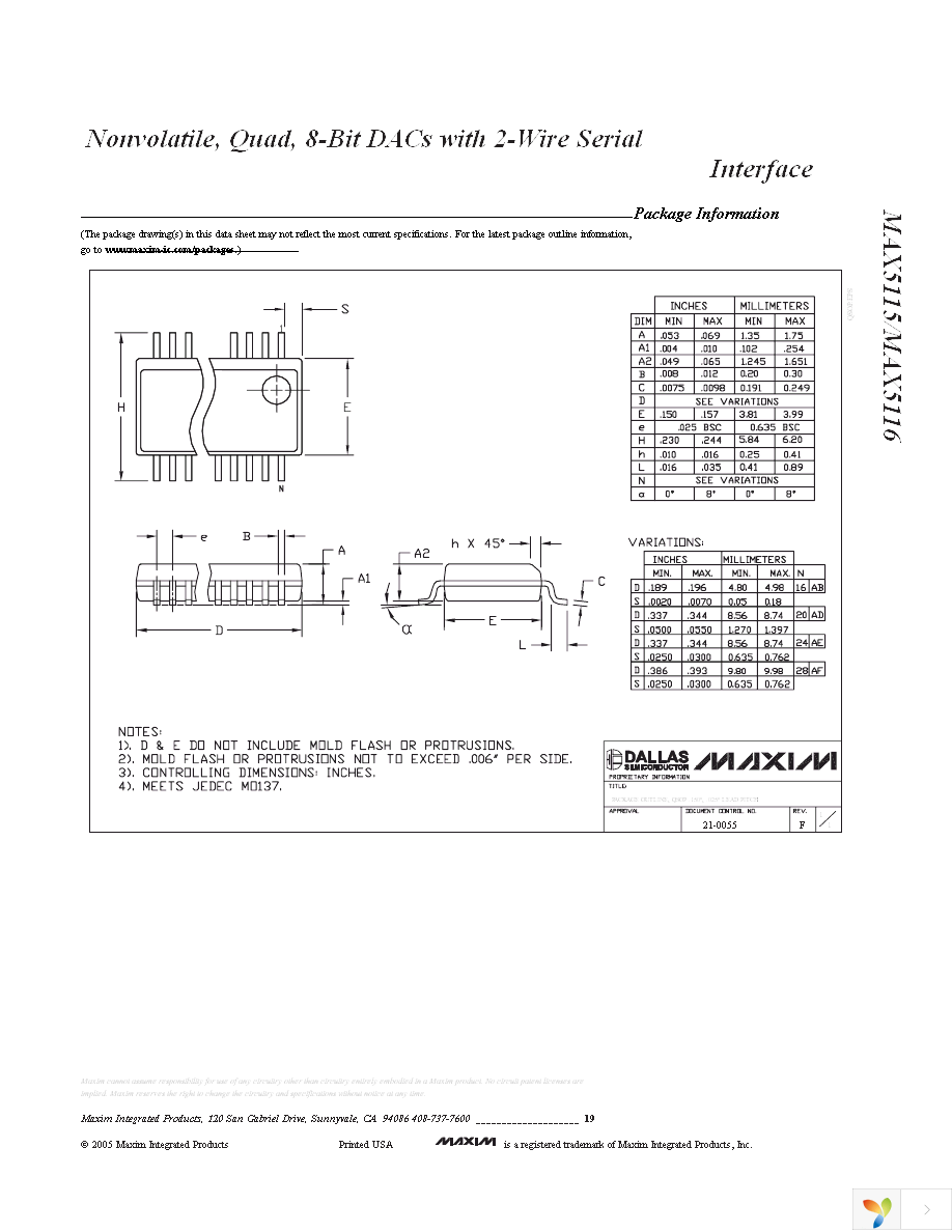 MAX5116EEE+ Page 19