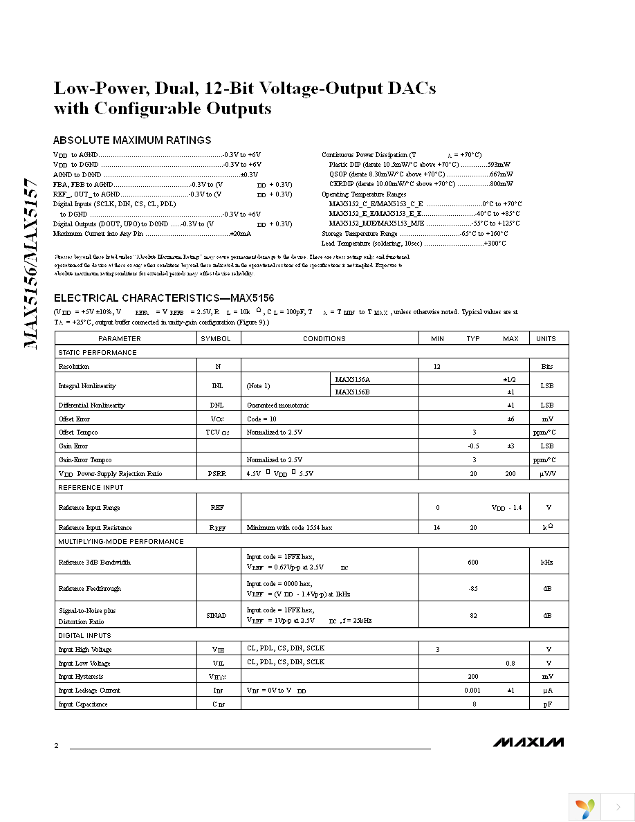 MAX5156BCEE+ Page 2