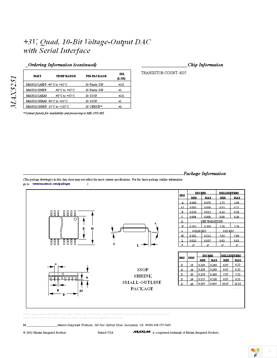 MAX5251BCAP+ Page 16