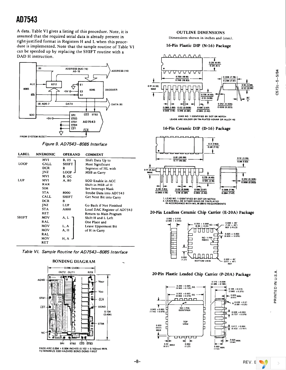 AD7543JNZ Page 8