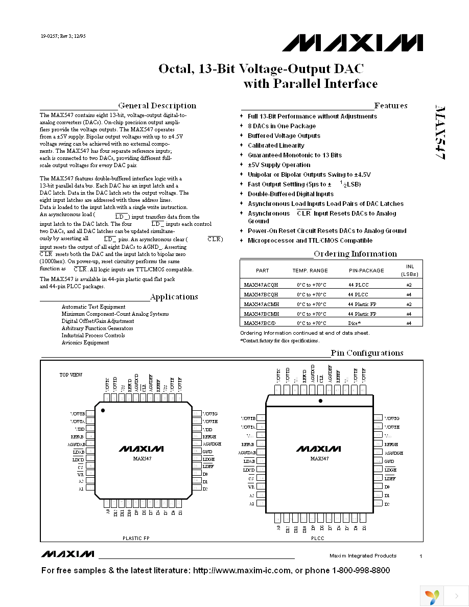 MAX547BCQH+D Page 1