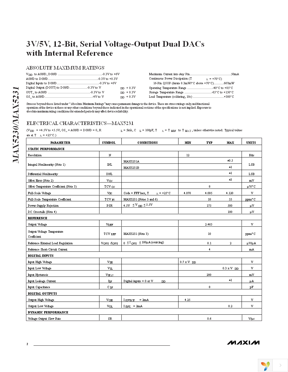 MAX5230BEEE+ Page 2