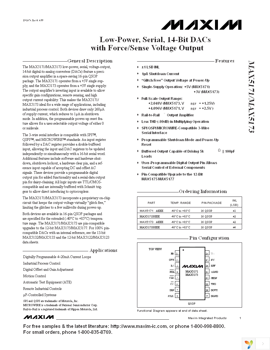 MAX5173AEEE+ Page 1