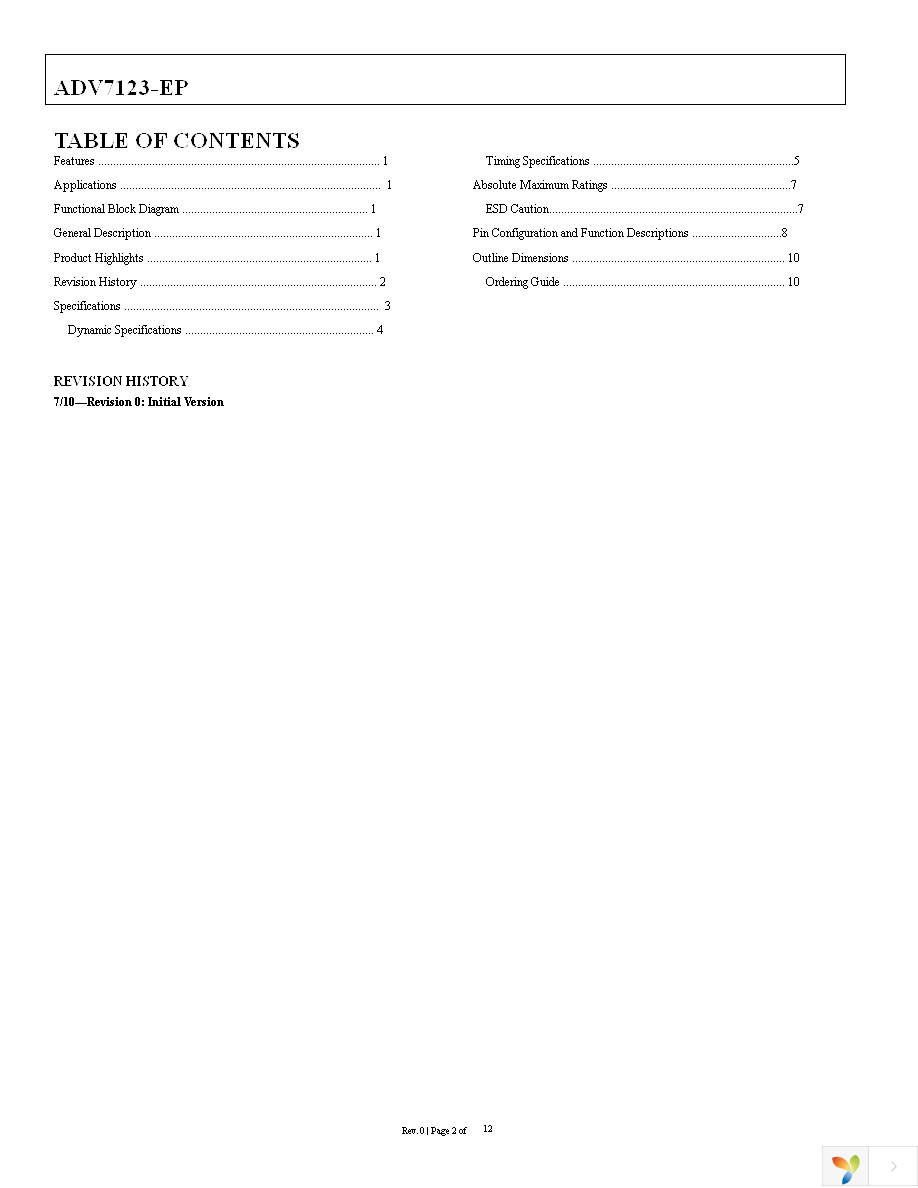 ADV7123SCP170EP-RL Page 2