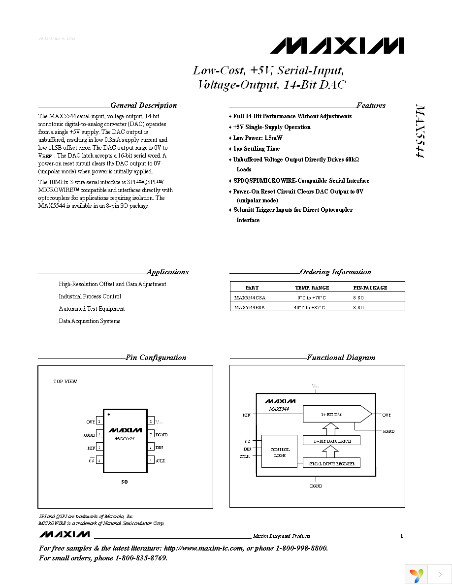 MAX5544CSA+ Page 1