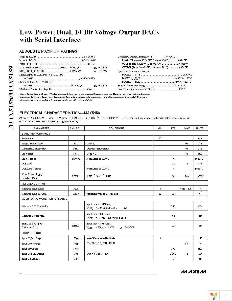 MAX5158EEE+ Page 2