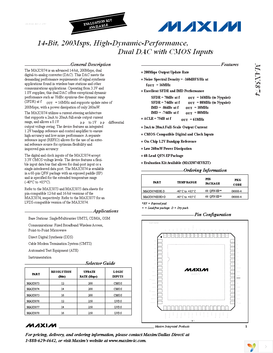 MAX5874EGK+D Page 1