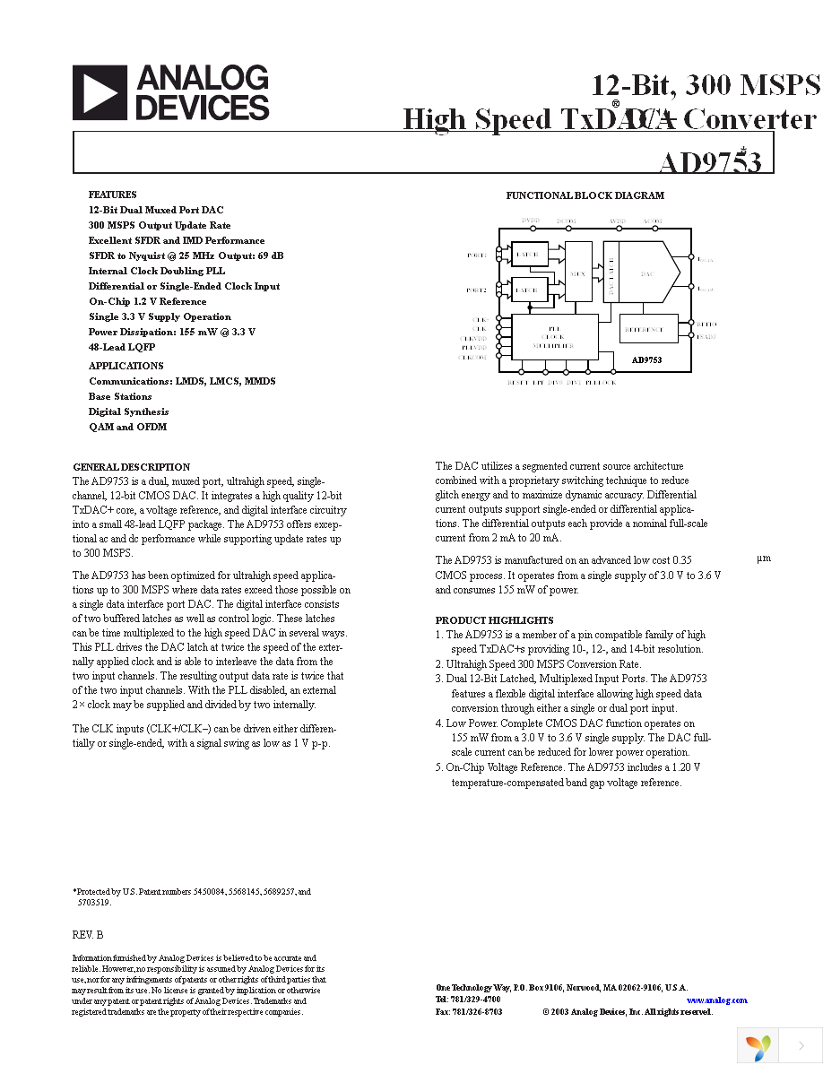 AD9753ASTZ Page 1