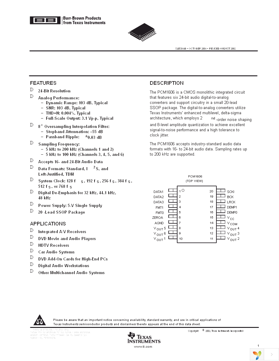 PCM1606E Page 1