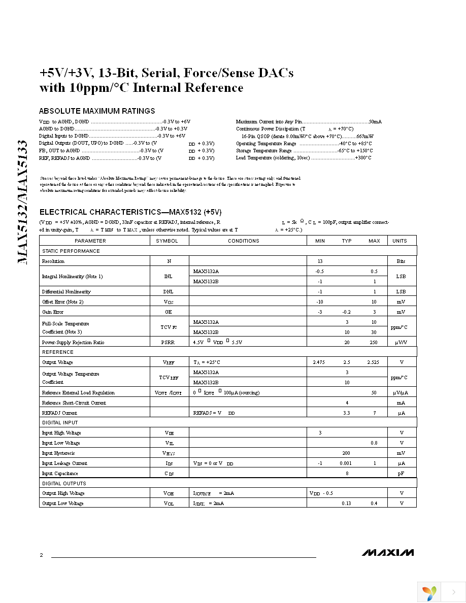 MAX5133AEEE+ Page 2