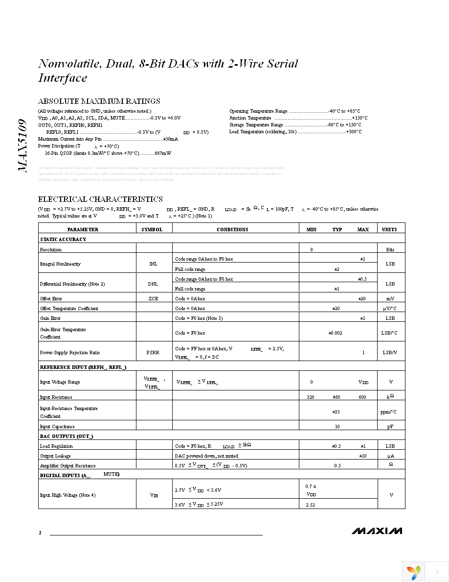 MAX5109EEE+T Page 2